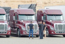 truck drivers in parking lot
